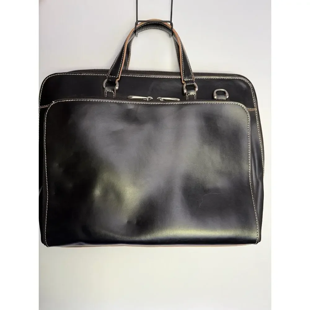 Vintage Franklin Covey Black Leather Laptop Briefcase 720455 Detachable Case